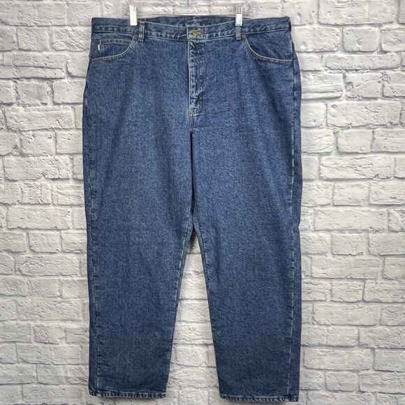 LL Bean Men Lined Relaxed Double‎ L Heavy Blue Denim Straight Jeans Size 42X31 - Picture 2 of 13